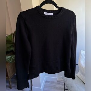 ZARA Black Knit Thick Stretchy Soft Sweater Size L